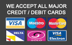 We accept all major credit cards We accept all major credit cards